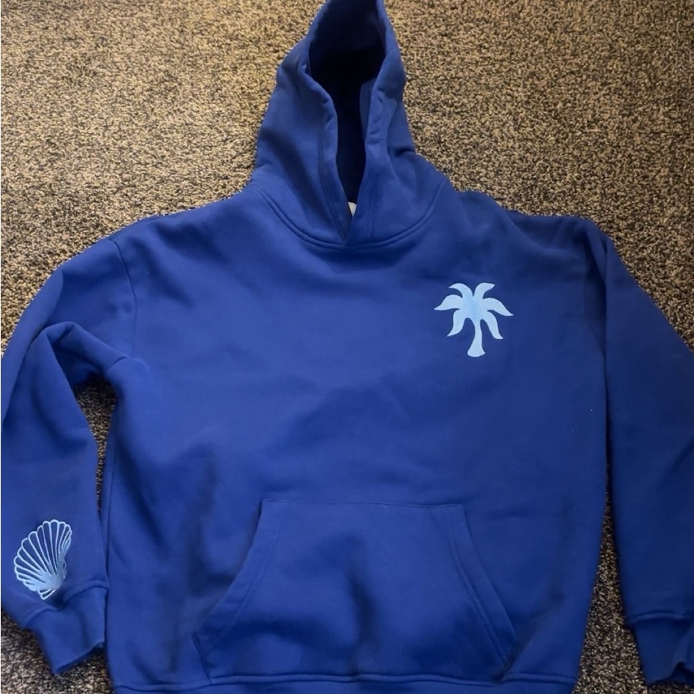 Blue Hoodie with Palm Tree Design